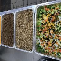 Party Pack (25) · Party Pack (Serves 25)
One tray of Chicken, One Tray Of Lamb Gyro, Rice, Romaine Lettuce, To...