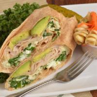 The Nesc-Skinny · Egg whites, grilled turkey, fresh spinach, swiss cheese, avocado on a whole wheat wrap.