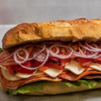 The Soprano Sandwich · Ham, cappicola, salami, pepperoni, provolone, lettuce, tomato, roasted peppers, oil and vine...