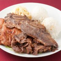 14. Hawaiian BBQ Mix Combo Plate · BBQ chicken, beef and short ribs.
