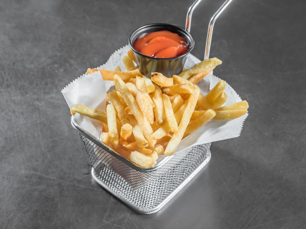 5 Star French Fries · Cooked by order french fries with sea salt. Ask for your favorite dipping sauce. Ketchup or green chile mayo.
