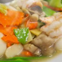 Seafood Delight · Shrimp, scallop, crabmeat, squid and vegetable. Served with white rice.