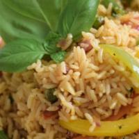 Extra Large Basil Fried Rice · Comes with fresh basil leaves, onion, bell pepper and egg.