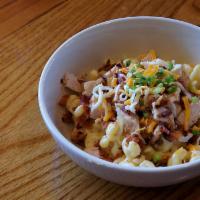 Chicken Bacon Mac & Cheese Bowl · Creamy mac & cheese topped with marinated grilled chicken, bacon, mixed cheese and sprinkled...