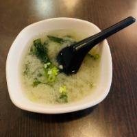 Miso Soup. · Japanese premium white miso paste. Served with tofu, seaweed and scallion. 