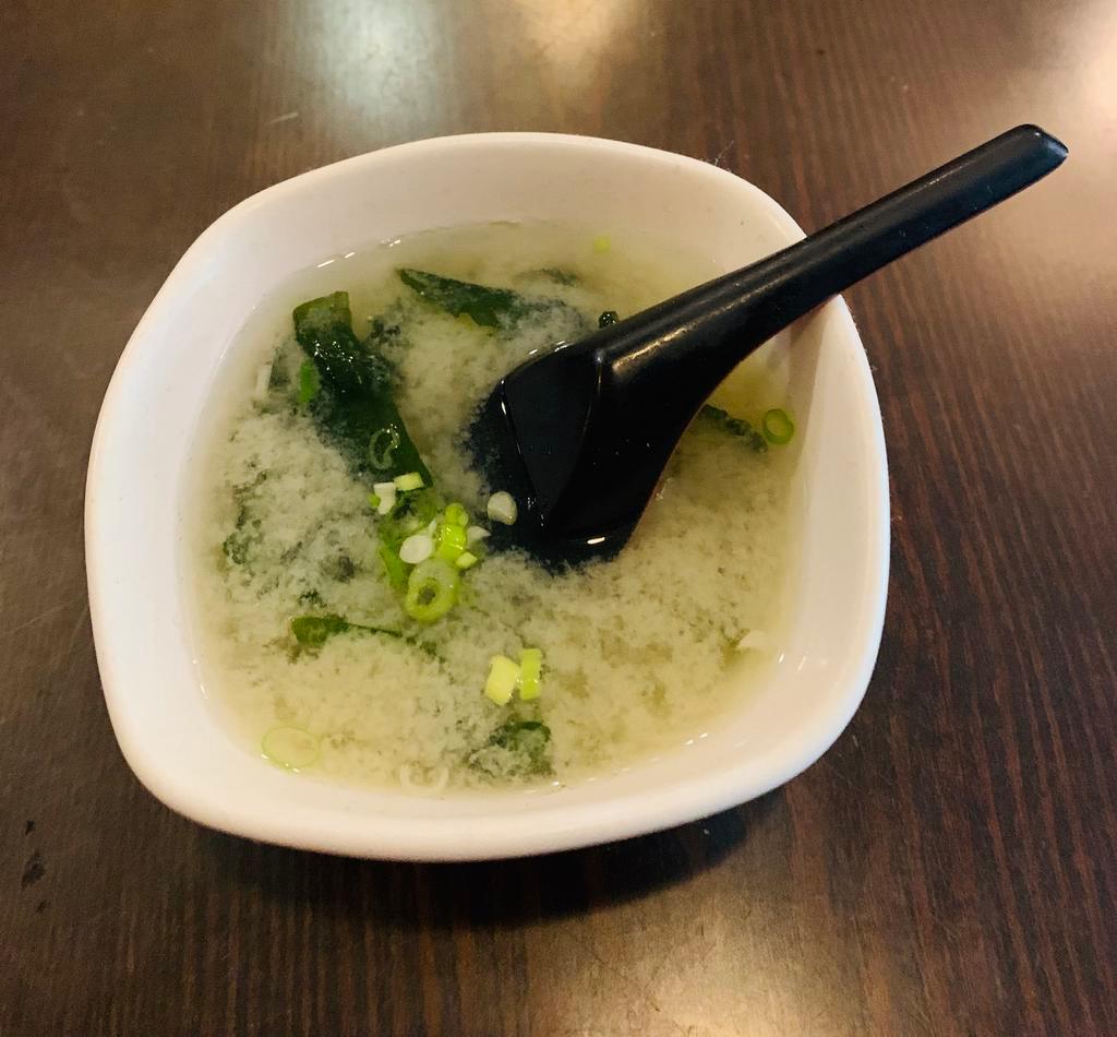 Miso Soup. · Japanese premium white miso paste. Served with tofu, seaweed and scallion. 