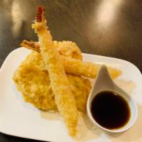 Tempura Appetizer · Shrimp and vegetables with tempura sauce.