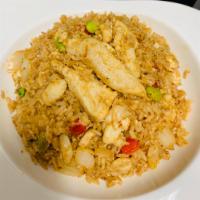 Thai Spicy Fried Rice  · Served with edamame, onion, egg, green and red pepper. Spicy 