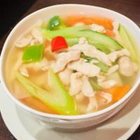 Chicken Udon Soup · Served with mixed veggie in clear broth. 