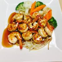 Shrimp Teriyaki · Served with rice and soup or salad. 