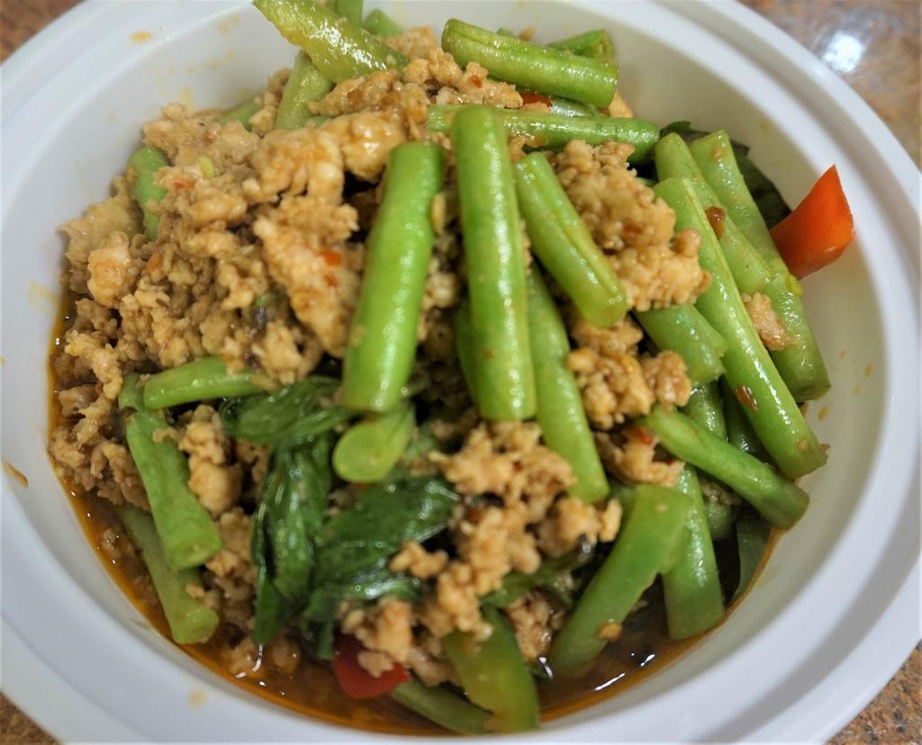 Thai Chili Basil · Sauteed choice of meat with green beans, basil in basil sauce. Add fried egg for an additional charge.