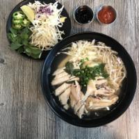 Chicken Pho · Poached Chicken (Skin-on and Boneless), Bean Sprout, Green Onion, White Onion, Basil, Lime, ...