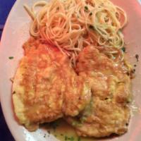 Chicken Francese · Chicken breast dipped in egg and sautéed in lemon and butter