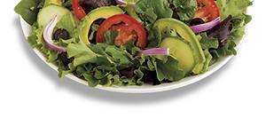 California Salad · Mixed greens, sliced avocado, red onions, crisp cucumber, Roma tomatoes and black olives wit...