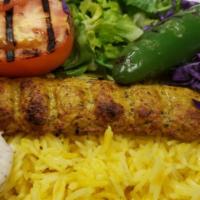 Chicken Seekh Kabab Plate · marinated ground chicken mixed with spices grilled over a low flame to make a deliciously co...