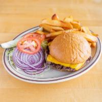 Country Fare Blue Ribbon Burger · Broiled 1/2 lb. choice ground beef served on a toasted bun with choice of cheese. Served wit...