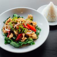 SP2. Sauteed Sa-tor Bean · Sauteed shrimp, grounded chicken, sweet onions, and long hot peppers in spicy Thai southern-...