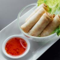 A1. Crispy Spring Roll (v) · Glass vermicelli, mixed vegetables with sweet plum sauce. Vegan.