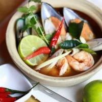 S5. Pohtak Soup · Spicy lemongrass broth w/ seafood