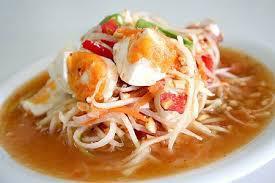 Y2. Som Tum Kai-Khem · Papaya salad with salted egg, dried shrimp, tomatoes, long bean, and roasted peanuts. Spicy.