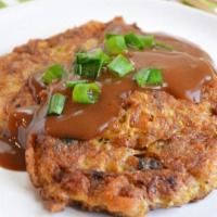 6. Chicken Egg Foo Young Dinner Combo · Served with pork fried rice and egg roll.