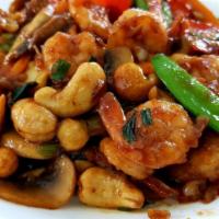 30. Shrimp with Cashew Nuts Dinner Combo · Served with pork fried rice and egg roll.