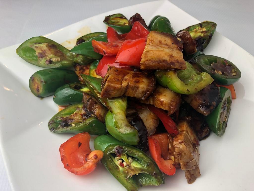506. Sauteed Pork Belly with Jalapeno · Spicy.