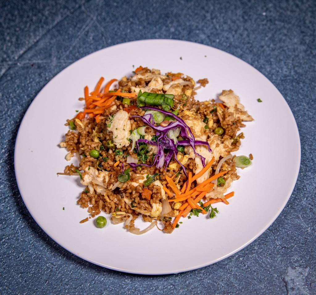 Fried Rice · Stir-fried with eggs, peas, carrots, bean sprouts and onions.