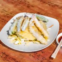 A8. Shrimp & Veggie Tempura · Battered and fried.
