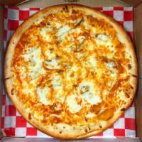 Buffalo Chicken Pizza · Buffalo hot sauce base and grilled chicken.