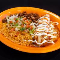 Kid's Enchilada Plate · Choice of cheese or meat enchilada with rice and beans.