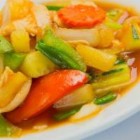 Sweet and Sour ( Rice not included ) · Served with pineapple, tomato, onion and cucumber.
