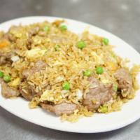 84. Beef Fried Rice · Stir fried rice with beef.