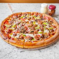 Sofia's Special · Peppers, onions, mushrooms, pepperoni, sausage, and hamburger.
