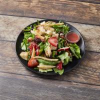 Twisted Rooster House Salad · Mixed greens, blue cheese, strawberries, fresh apple, Traverse City dried cherries, cinnamon...