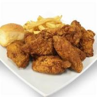 Fried Chicken Wings Dinner · Ten pieces of our famous juicy golden fried chicken wings. Served with French fries, dinner ...