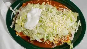 Super Enchiladas · Consisting of 5 enchiladas: 1 ground beef, 1 cheese enchilada, 1 chicken,1 bean, 1 shredded ...