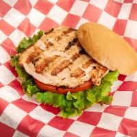 Chicken Breast Sandwich (Char-Broiled) · Char-Broiled Chicken Breast with Mayo, Lettuce & Tomato on a toasted Bun