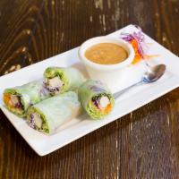 Salad Rolls · Tofu, bean sprouts, lettuce, carrots, and rice noodles wrapped in a fresh soft rice paper. S...
