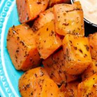 Oven Roasted Sweet Potatoes · Served with a side of Joe's signature Chipotle mayo.