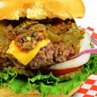 11. Hongdae Burger Combo · 8 oz. (1/2 lb.) fresh Angus beef, jalapenos bun, mayo, lettuce, pickles, tomatoes, onion, gr...