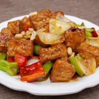 87. Kung Pao Tofu · Hot and spicy.