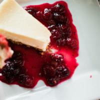 Vanilla Cheesecake · graham cracker crust, cranberry compote