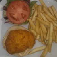 Crispy Chicken Sandwich · Well seasoned chicken breast pan fried to golden perfection.
Served with fresh tomatoes and...
