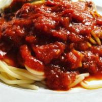 Side of Spaghetti · Semi large portion of pasta (angel hair, penne, linguine or spaghetti) with your choice of m...