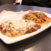 Eggplant Parmigiana · Served with side of pasta or salad.