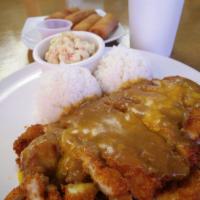 36. Curry Chicken Katsu · Crispy breaded fried chicken & covered w/curry.