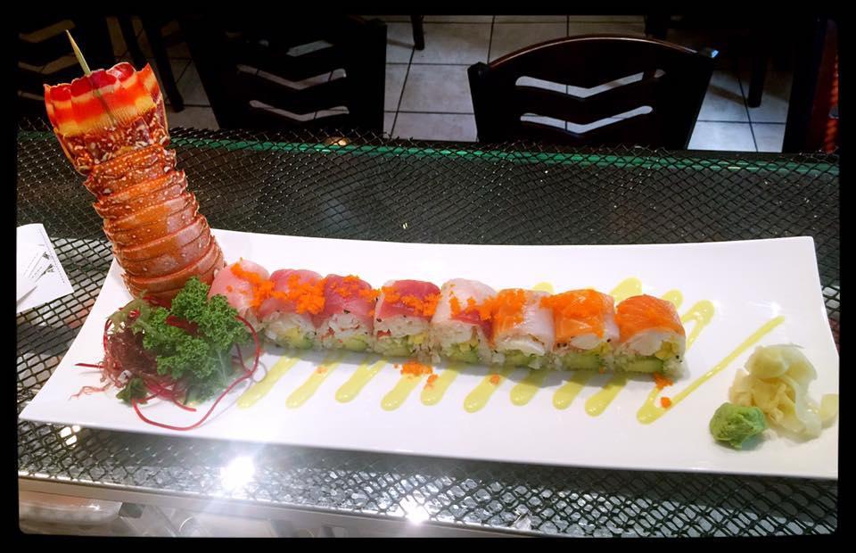 Chakara Special Roll · Fresh lobster, mango, cucumber, avocado, wrapped with sesame soybean sheet, tuna, salmon, yellowtail and striped bass on top with house special sauce.