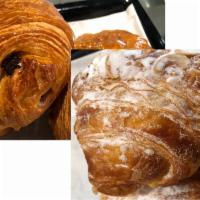 Fresh Croissants (Butter/Chocolate/Almond) · Real French Croissants - Flaky, buttery, & made locally in Rockville, MD!  