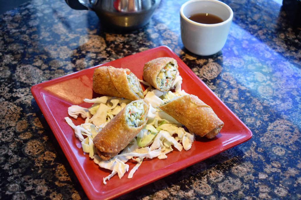 1. Egg Rolls · 2 pieces. Cabbage, carrots, celery, and pork, cooked and wrapped in a wheat skin.